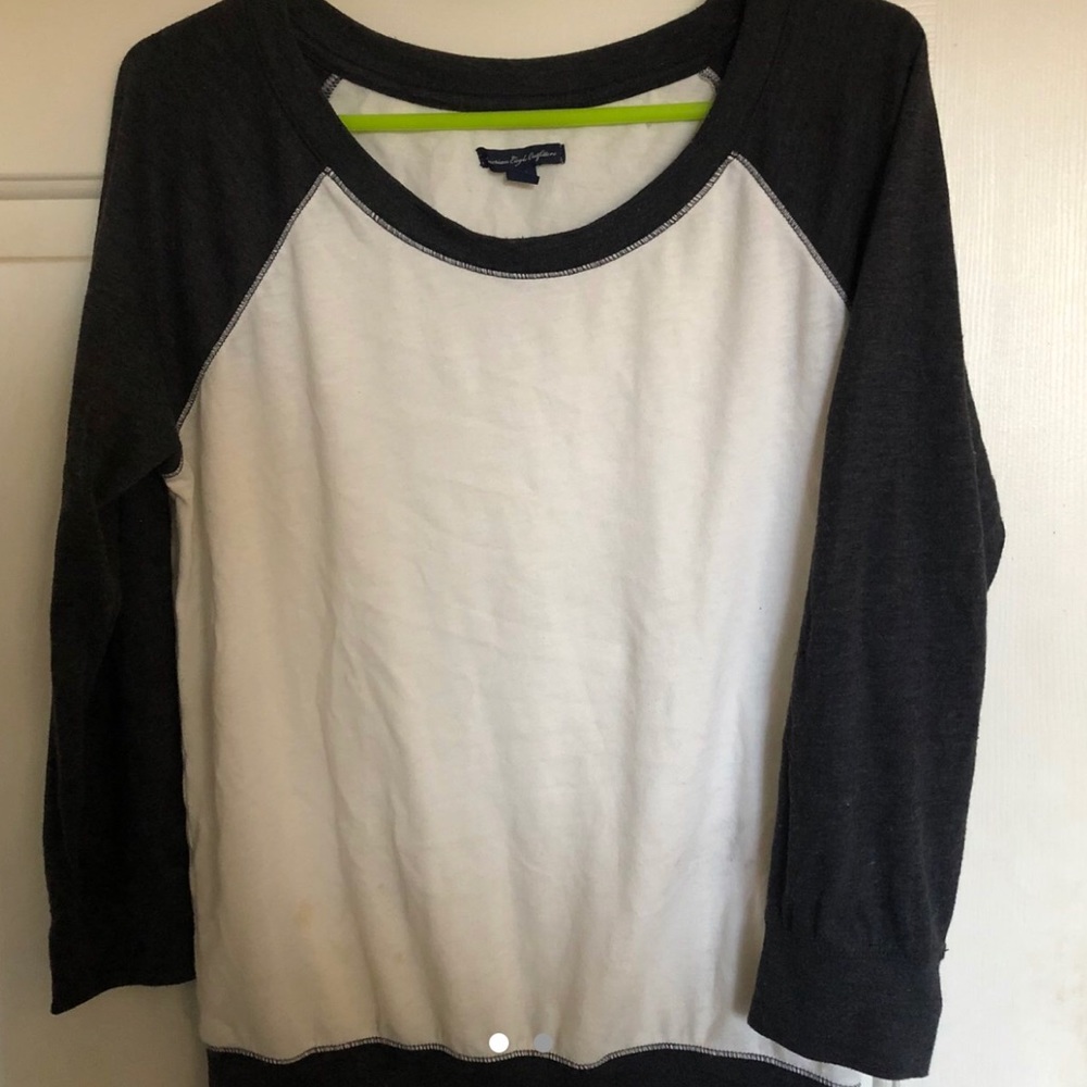 Navy blue and white tee